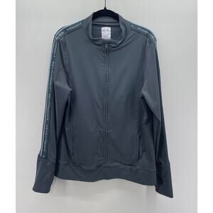Rodan + Fields Logo Sleeve‎ Gray Light Blue Lightweight Zip Front Active Jacket